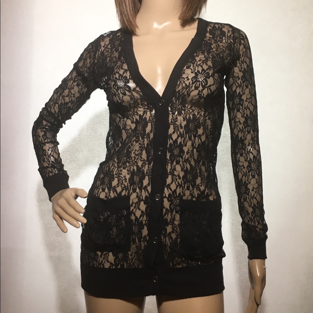 Xhilaration  | Lace, front button-down blouse.
